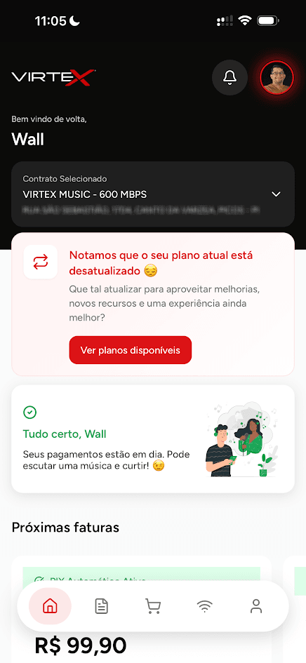 Tela do app