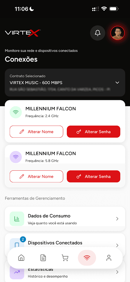 Tela do app