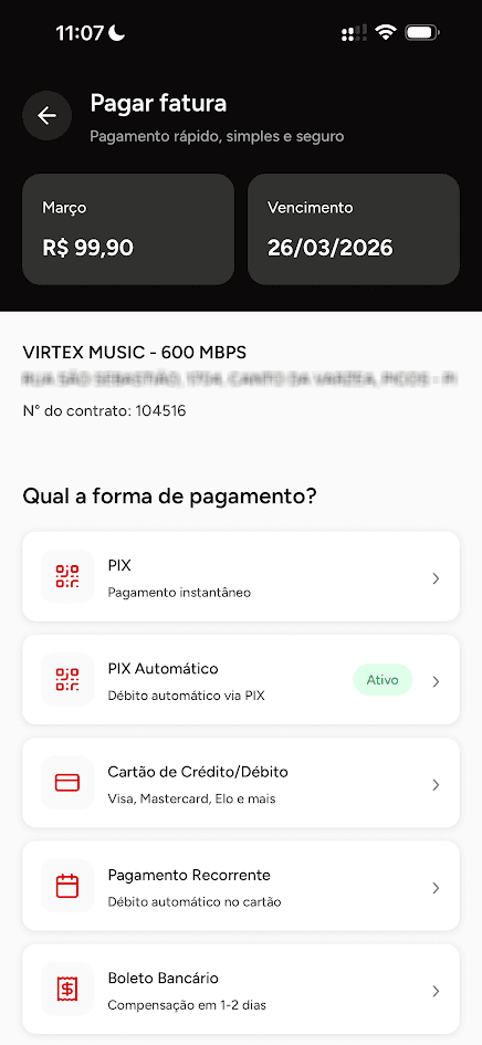 Tela do app